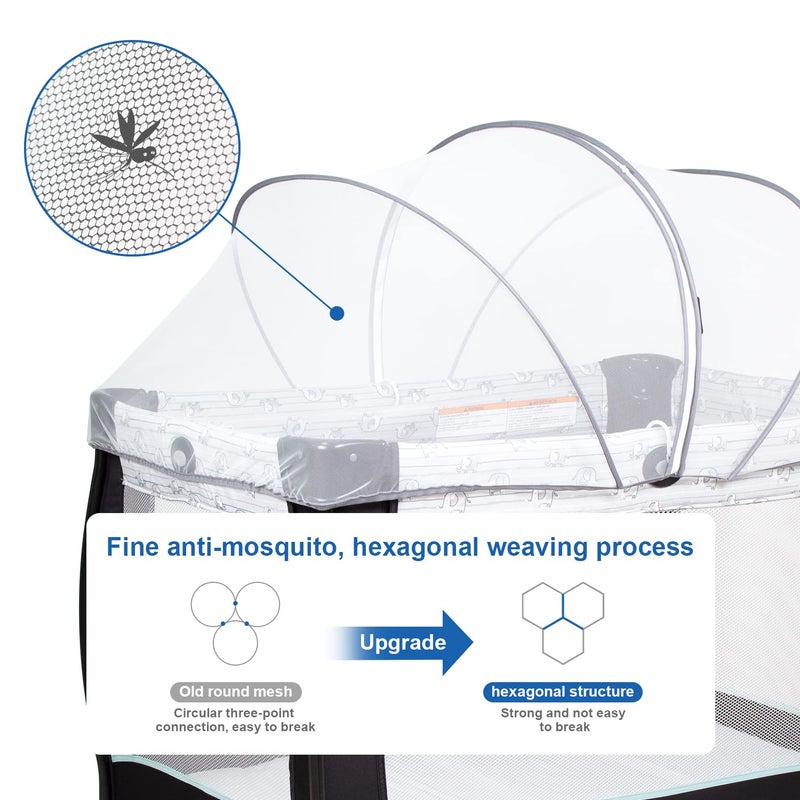 Beberoad Love Portable Playard Cover – Breathable Mosquito Net with 2-Way Zipper for Travel Cribs & Playpens (White) - Image 5